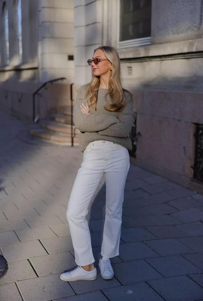 My Essential Wardrobe Tia Knit Pullover Sandy Green Melange genser strikk 4