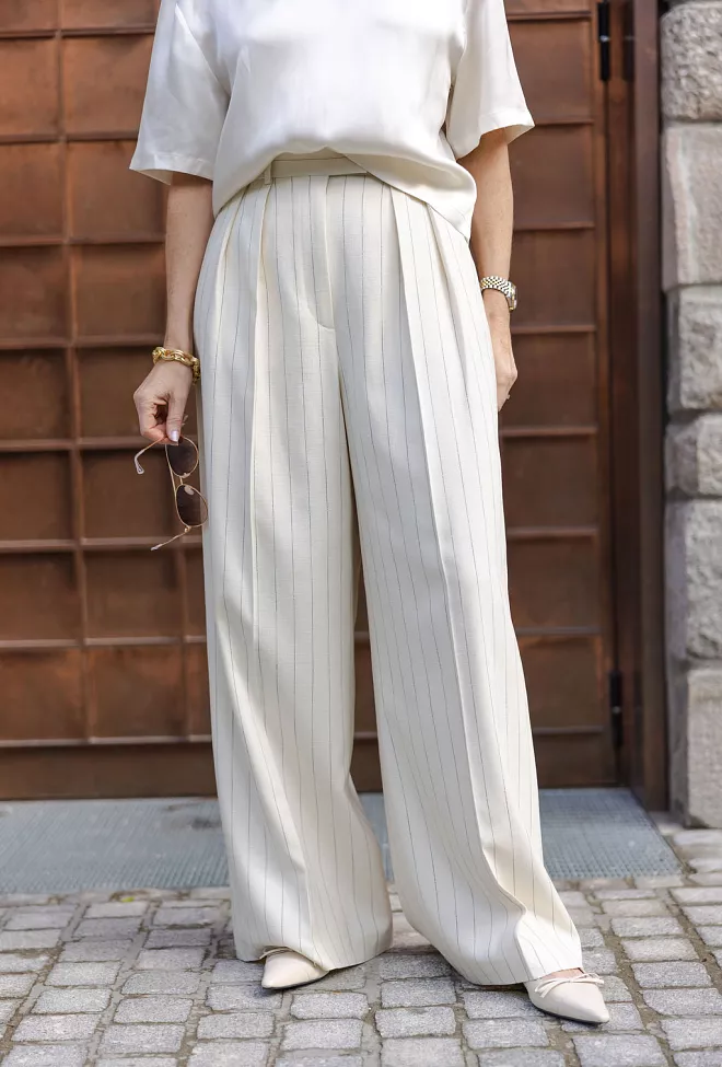 ANINE BING Lou Trouser Cream And Black Stripe 1