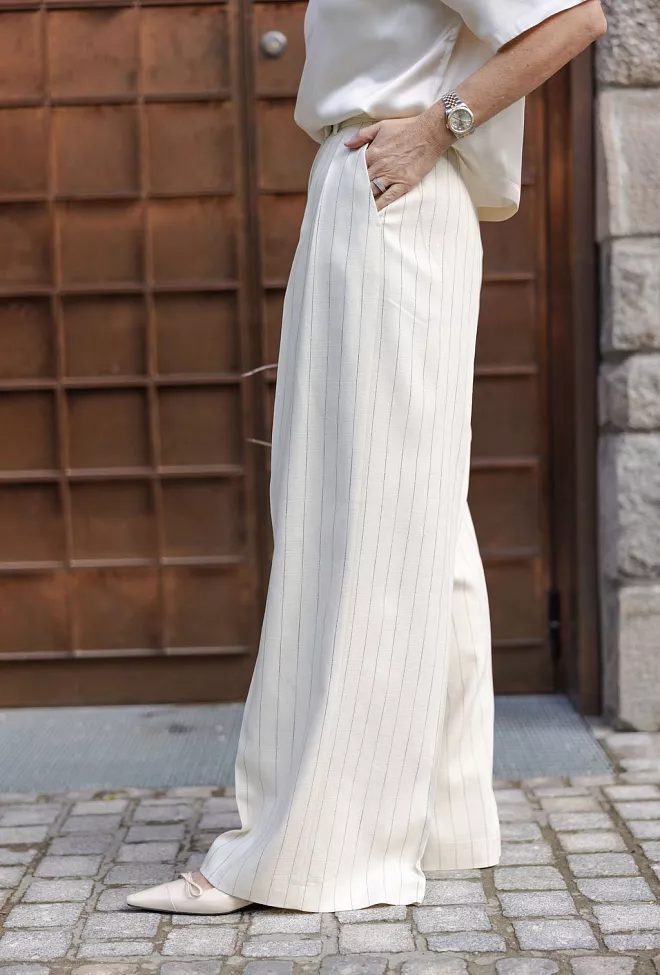 ANINE BING Lou Trouser Cream And Black Stripe 2