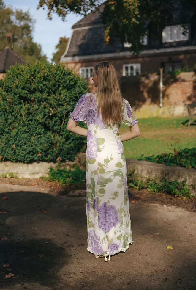 byTiMo Dotted Georgette Maxi Dress Purple Flower maxikjole 6