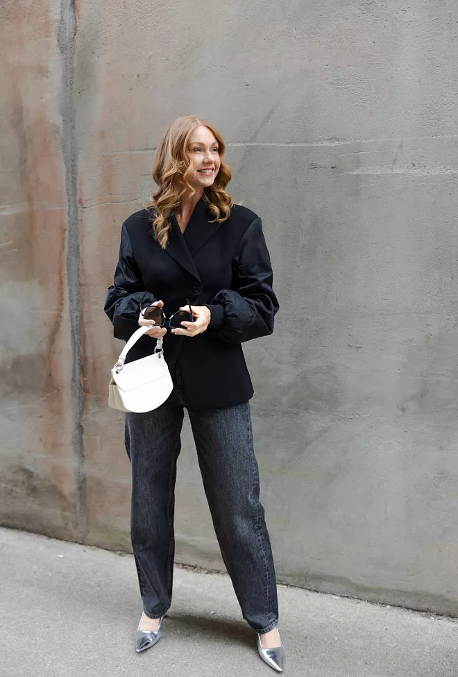ganni bonded crepe mix jacket sort 3 jakke