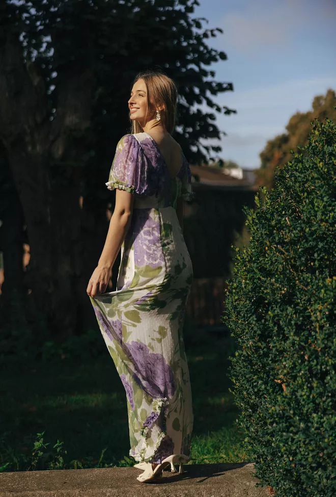 byTiMo Dotted Georgette Maxi Dress Purple Flower maxikjole 8
