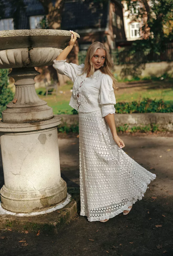 byTiMo Linen Maxi Skirt Off White skjørt 4