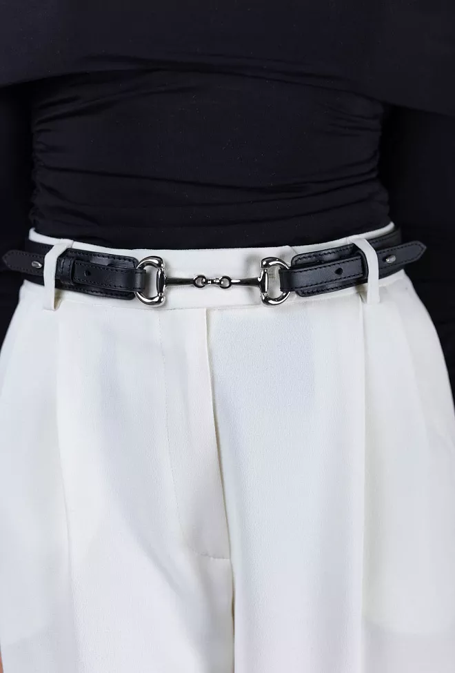 Andiata Gadia Leather Belt Silver Details belte