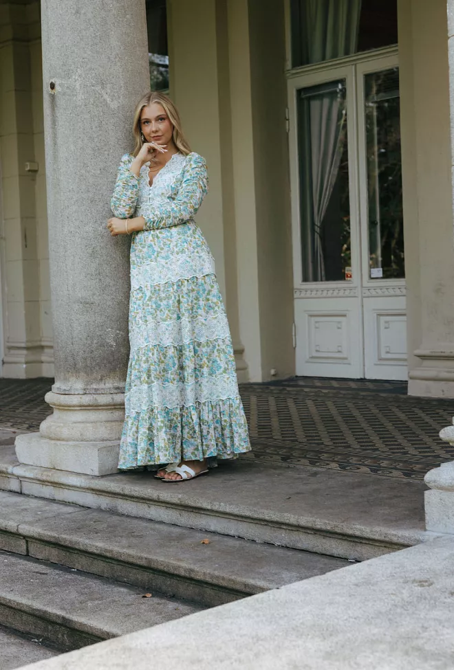 byTiMo Cotton Slub Maxi Dress Anemone Field maxikjole 2