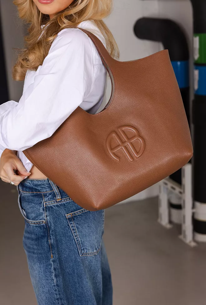 Anine Bing Medium Lili Tote Cognac Pebbled veske 2
