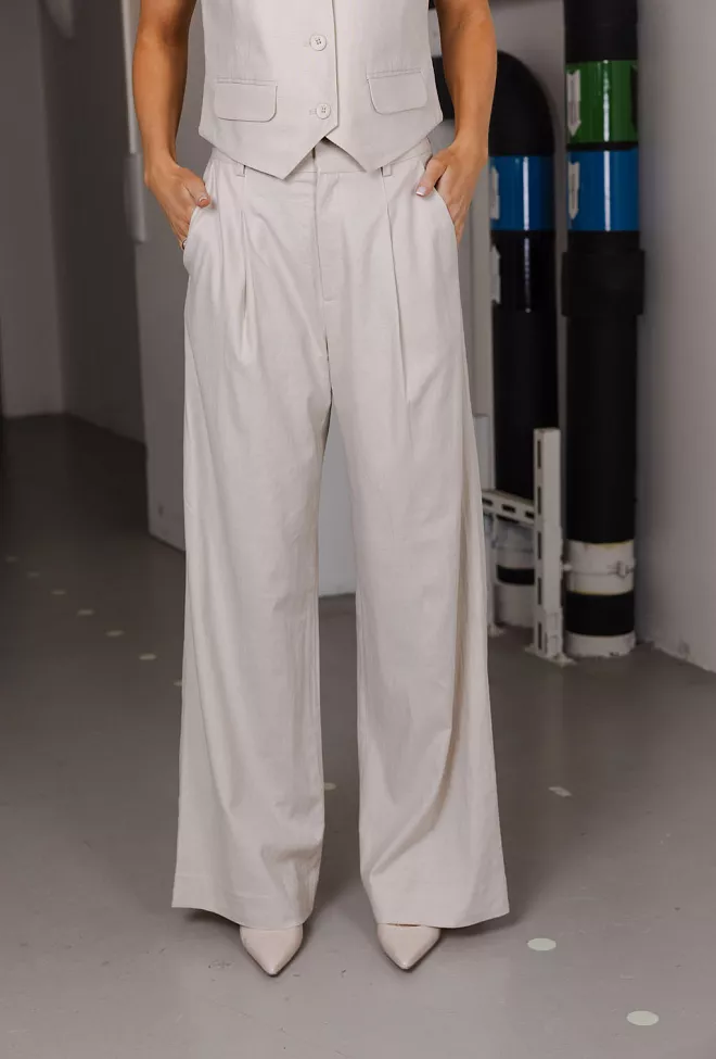 Gestuz Elarah GZ Linen HW Pants Ancient Scroll linbukse 2