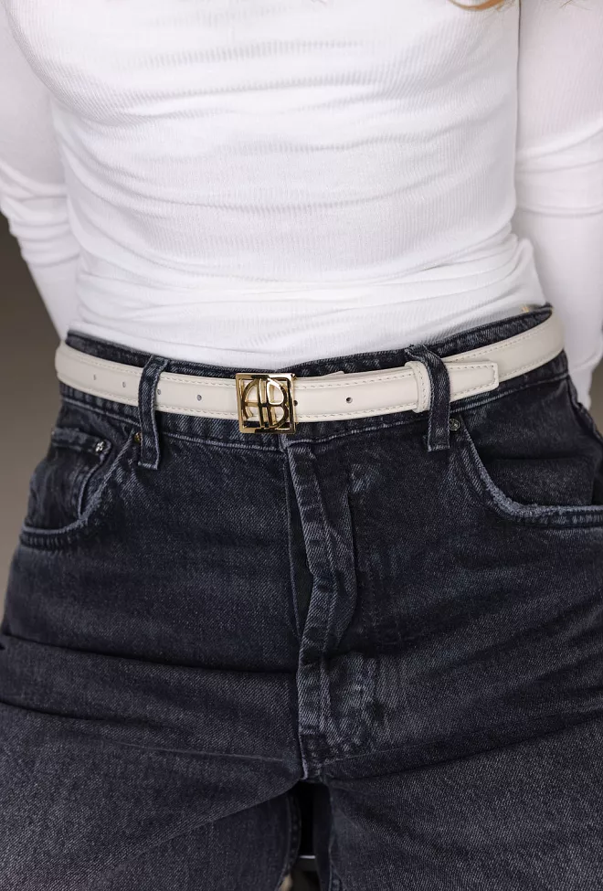 Anine Bing Monogram Belt Bone And Gold belte