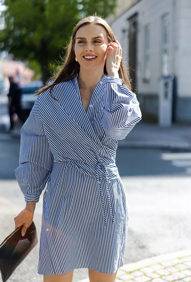 Carma Collection Mathilde Shirt Dress Blue Striped kjole 3
