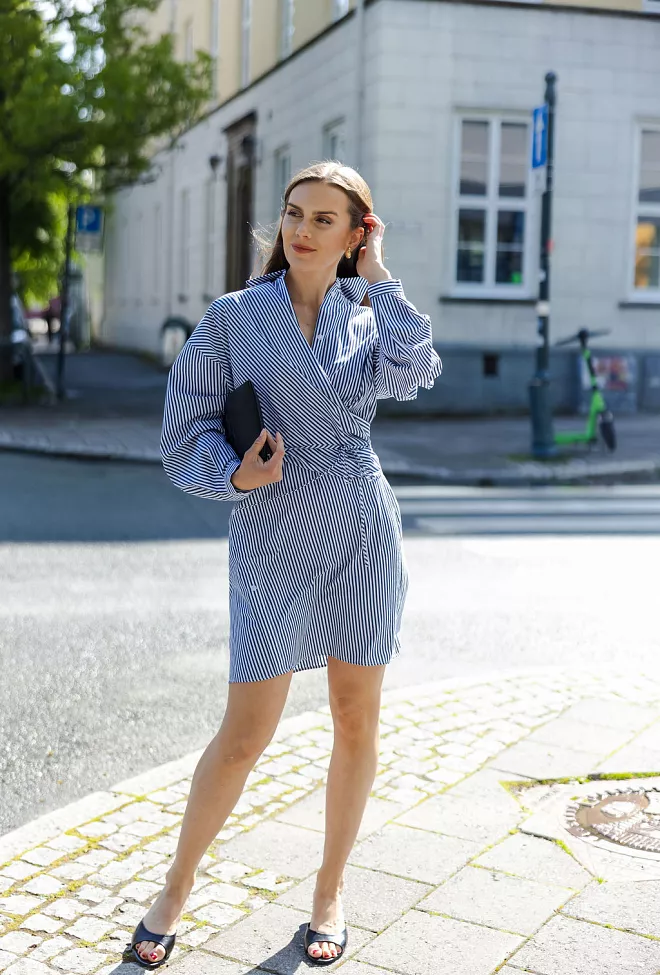 Carma Collection Mathilde Shirt Dress Blue Striped kjole 5