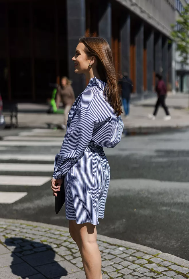 Carma Collection Mathilde Shirt Dress Blue Striped kjole 11