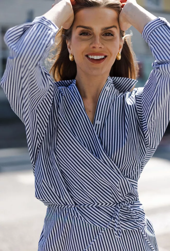 Carma Collection Mathilde Shirt Dress Blue Striped kjole 10