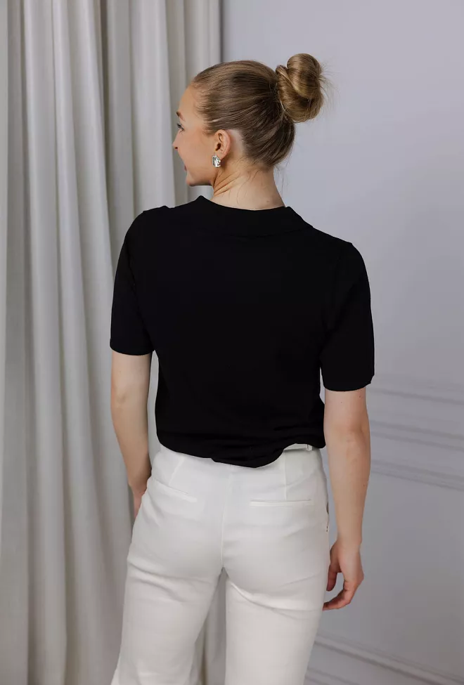 My Essential Wardrobe Sinna MW Knit Polo SS Black t-skjorte 5