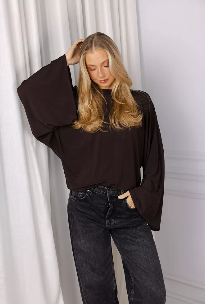 Dagmar Jersey Kimono Top Chocolate Brown topp