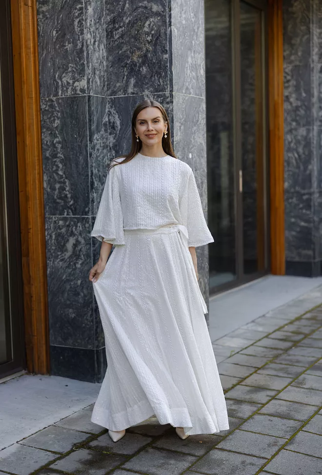 Confettibird Extraordinary Long Sequin Skirt Offwhite skjørt 4