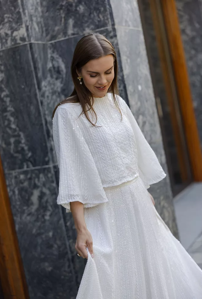 Confettibird Extraordinary Sequin Jacket Top Offwhite 7