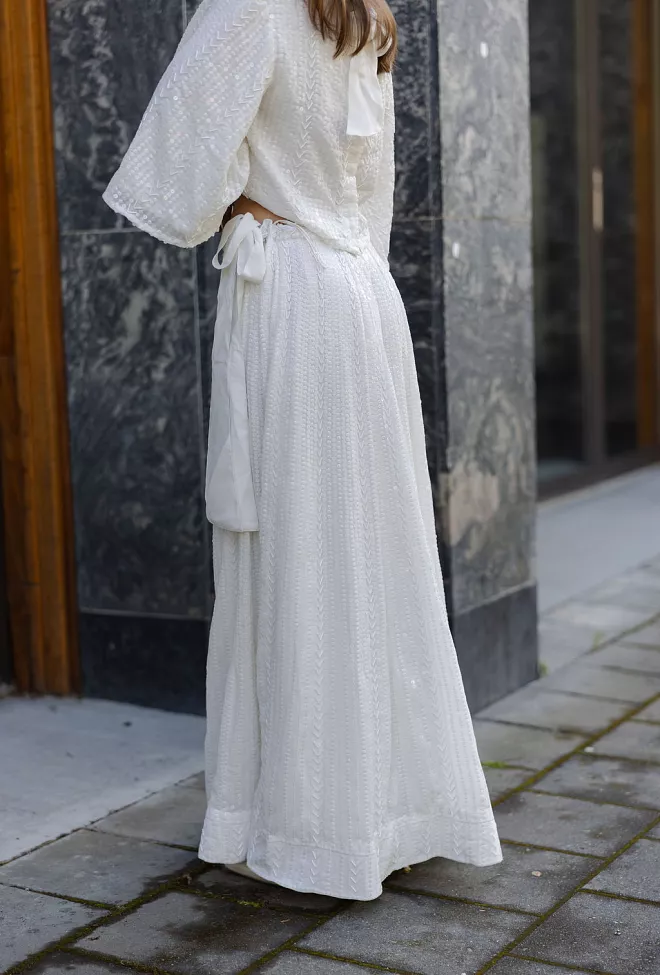 Confettibird Extraordinary Long Sequin Skirt Offwhite skjørt 6