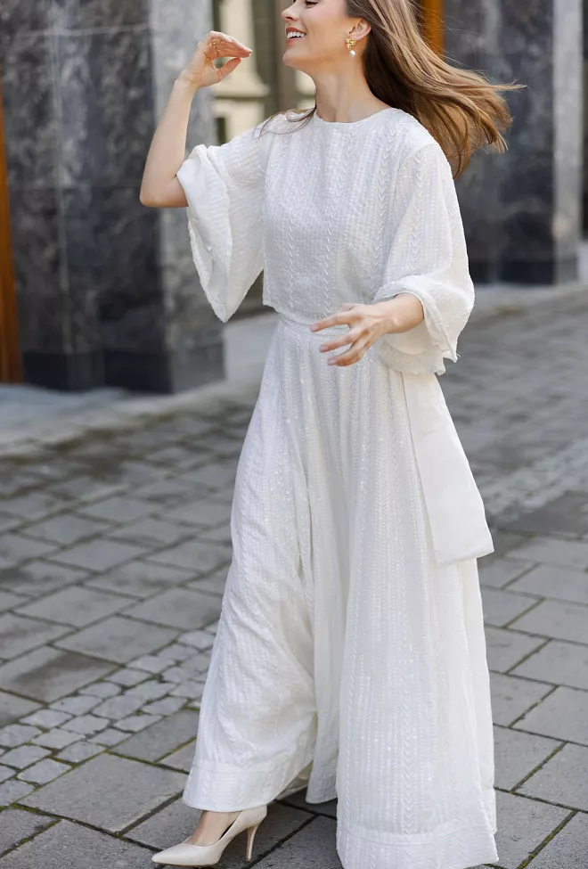 Confettibird Extraordinary Long Sequin Skirt Offwhite skjørt 9
