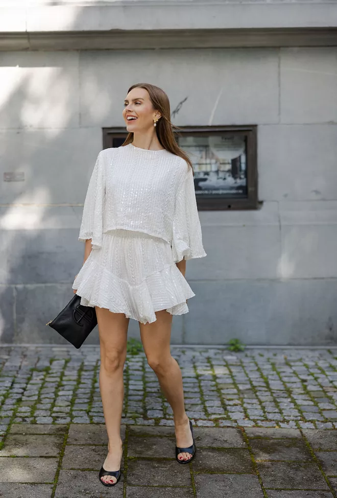 Confettibird Extraordinary Sequin Skirt Shorts Offwhite 5