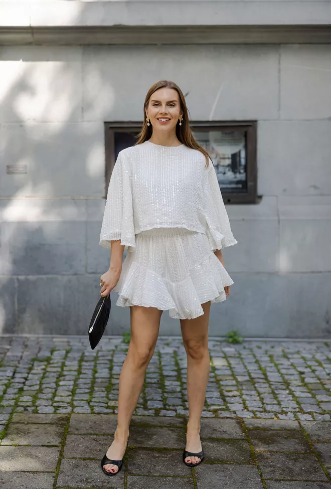 Confettibird Extraordinary Sequin Skirt Shorts Offwhite 