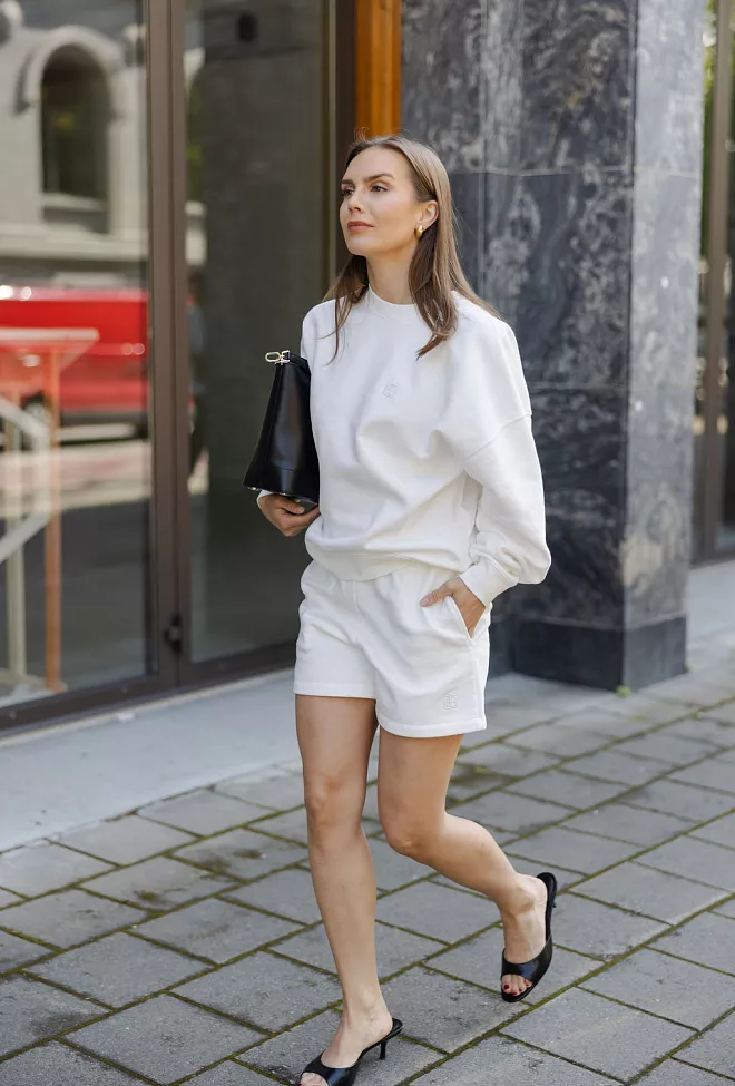 Anine Bing Kam Short Framed Monogram Off White shorts 5