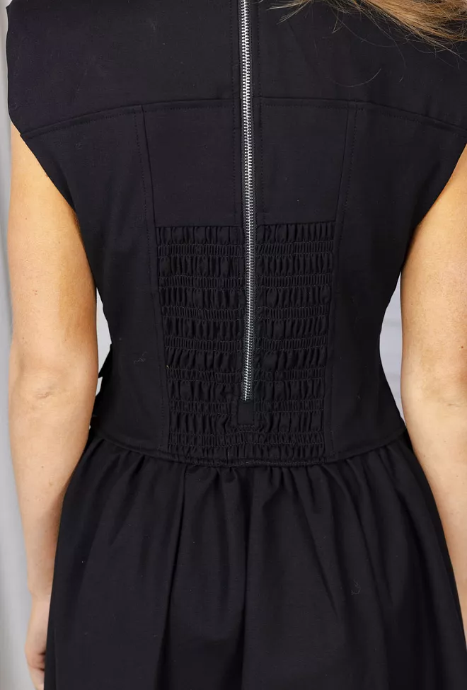 GANNI Heavy Cotton Tailoring Corset Midi Dress Black kjole 5