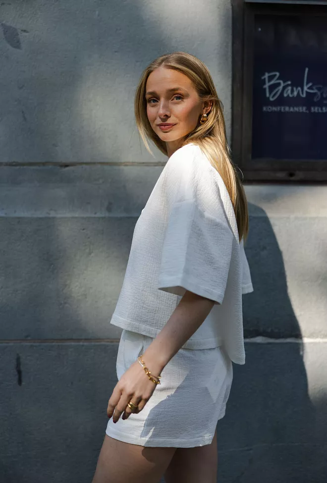Arnie Says Delos Quilted Cotton Shirt White skjorte 2