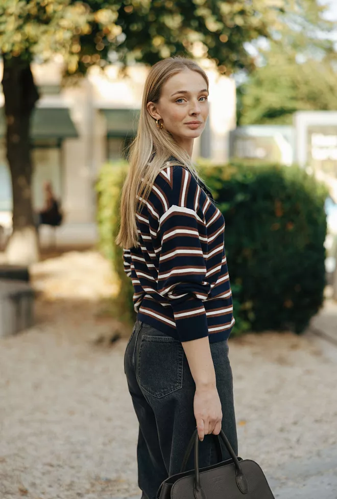 Pia Tjelta ros sweater genser striper 3