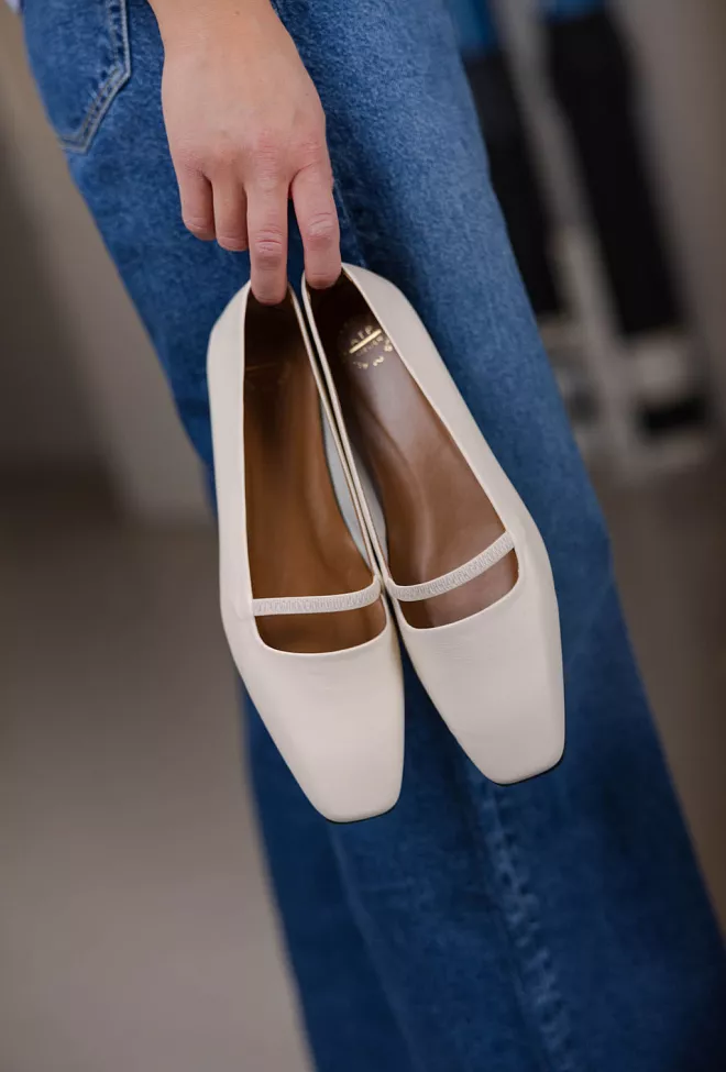ATP Atelelier Loria Nappa Ballet Flats Linen mary jane ballerina