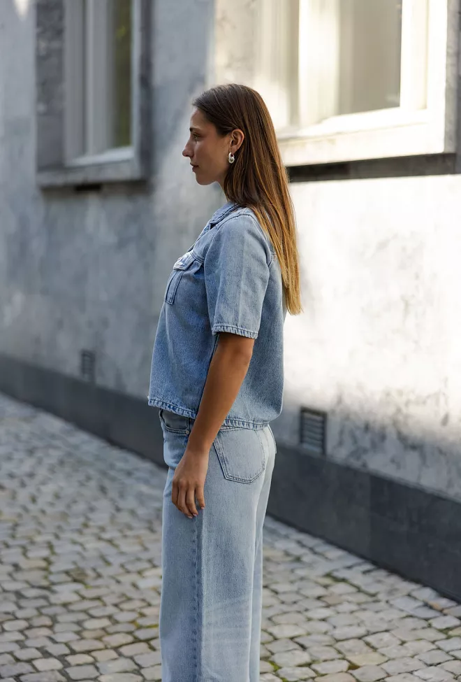 Ganni Soft Rigid Denim Shirt Light Blue skjorte 4