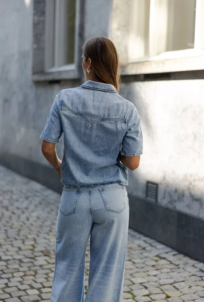 Ganni Soft Rigid Denim Shirt Light Blue skjorte 5