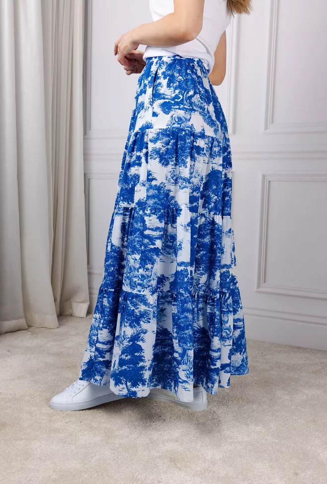 Andiata Wren 105 Skirt Blue Toile De Jouy maxiskjørt 2