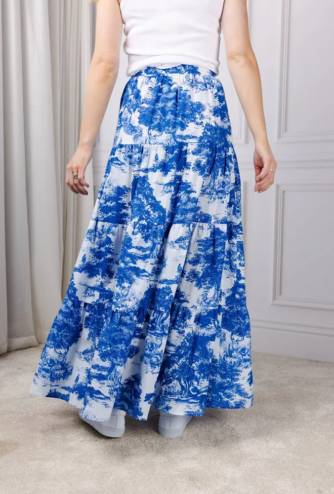 Andiata Wren 105 Skirt Blue Toile De Jouy maxiskjørt 3