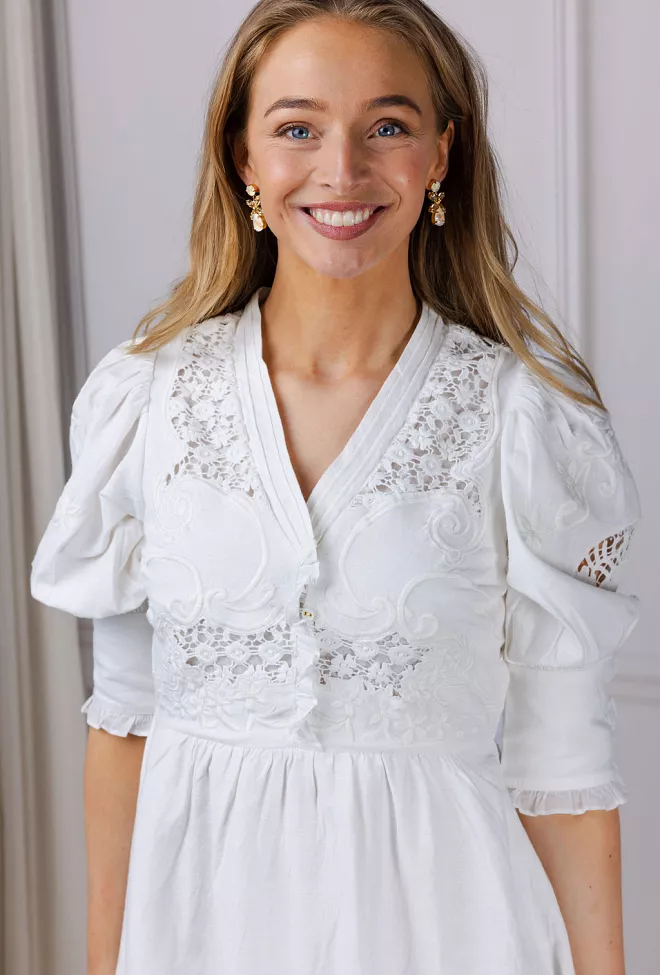 byTiMo Linen Mini Dress Off White minikjole linkjole 4