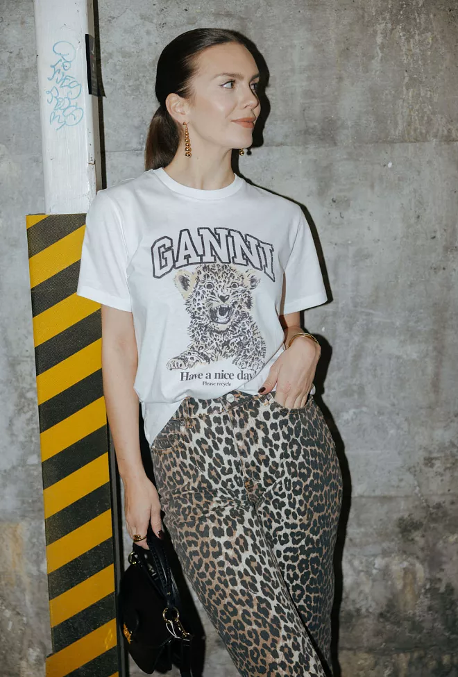 GANNI Basic Jersey Leopard Relaxed T-Shirt  t-skjorte 6