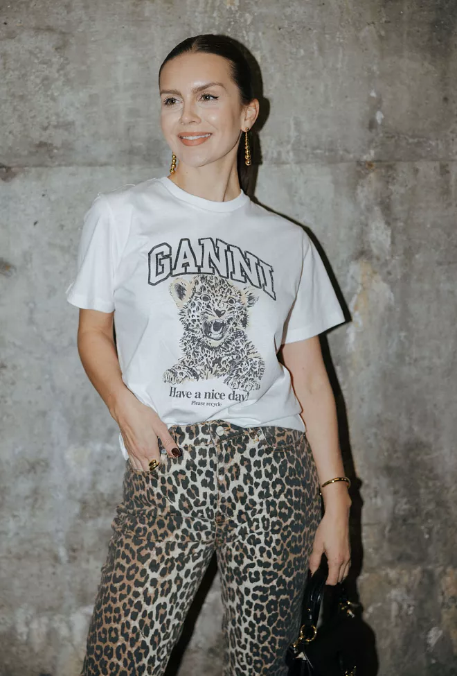 GANNI Basic Jersey Leopard Relaxed T-Shirt  t-skjorte 3