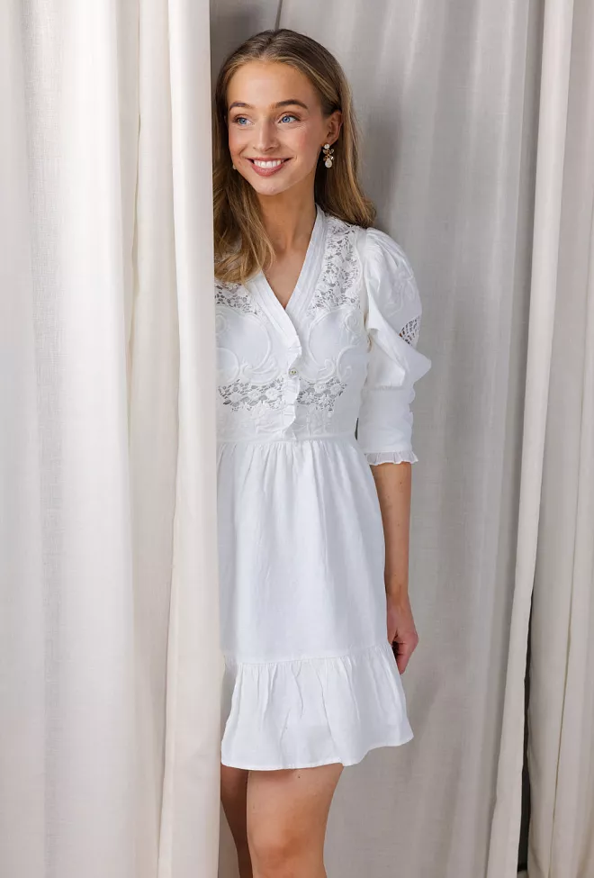 byTiMo Linen Mini Dress Off White minikjole linkjole 2