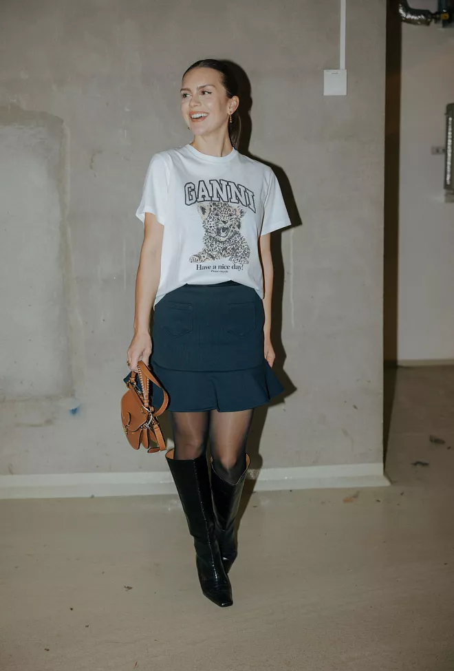 GANNI Heavy Fleece Mini Skirt Sky Captain miniskjørt 2
