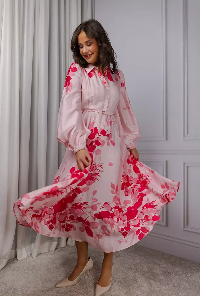 byTiMo Viscose Shirt Dress Pink Field kjole