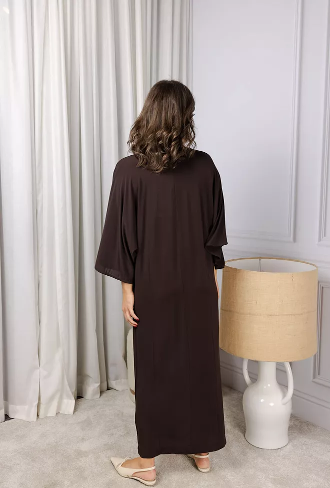 Dagmar Jersey Kimono Dress Chocolate Brown kjole 4