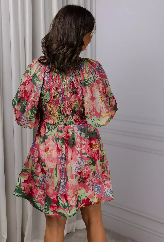 byTiMo Cupro Mini Dress Pink Blossoms minikjole 5