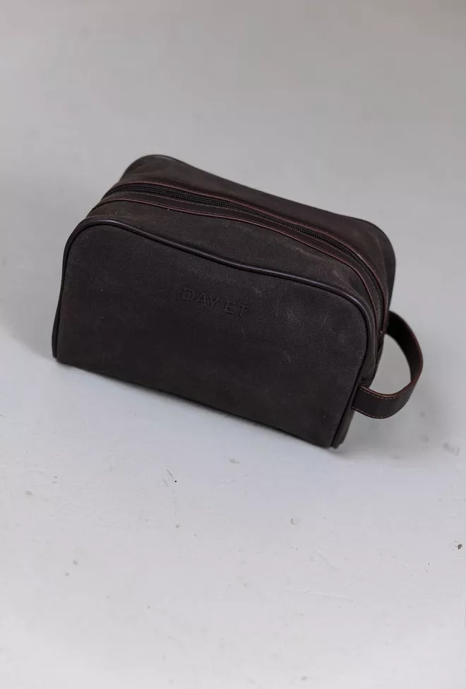 DAY ET Waxed Cotton Washbag Tarmac toalettmappe 2