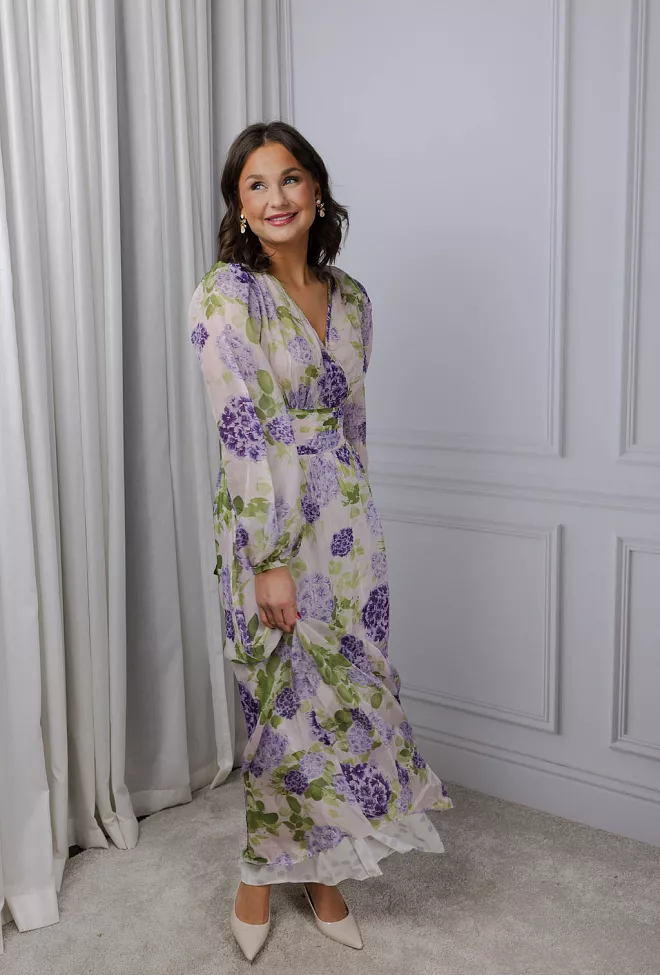 byTiMo Cupro Tieband Gown Purple Flow maxikjole