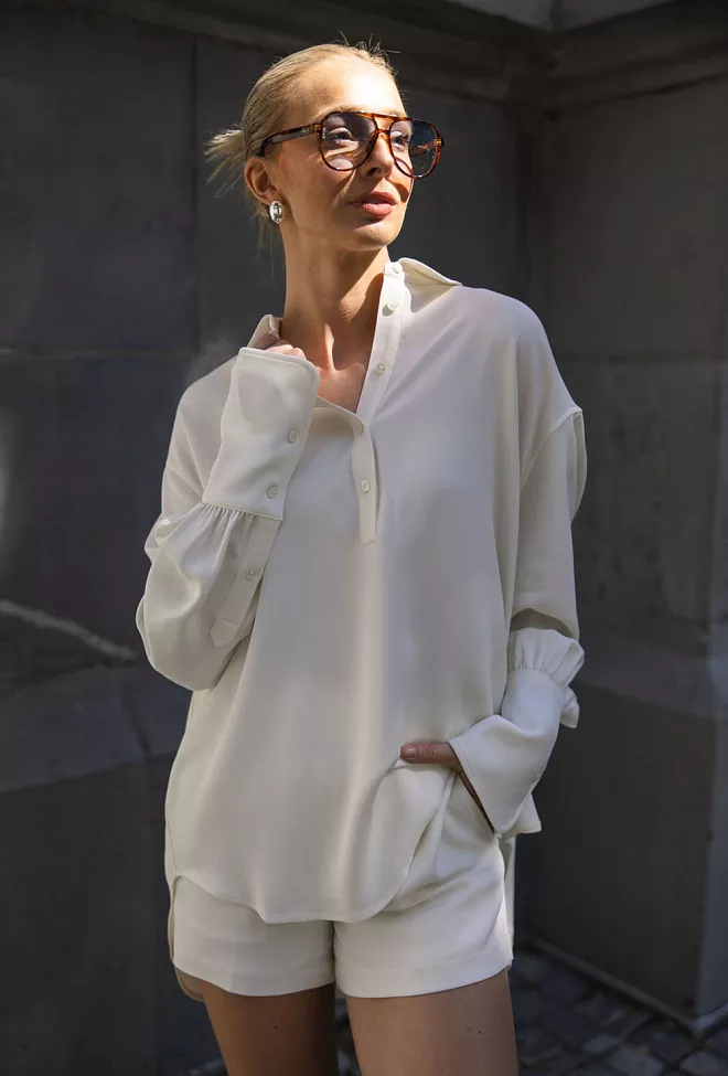 Anine Bing Lake Pullover Shirt Ivory skjorte