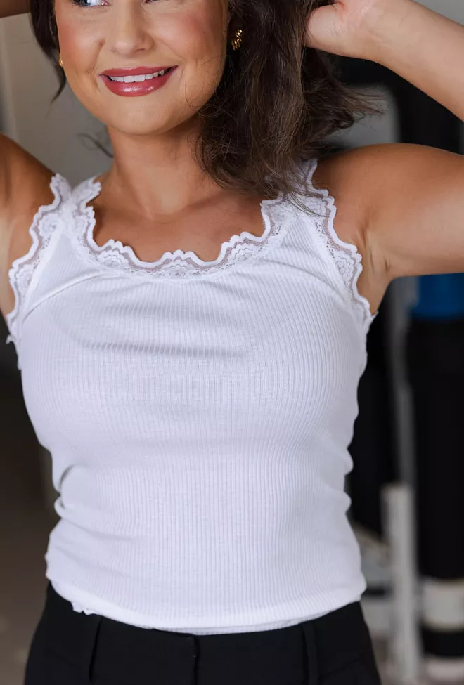 Rosemunde Babette Silk Top w/Lace New White singlet 2