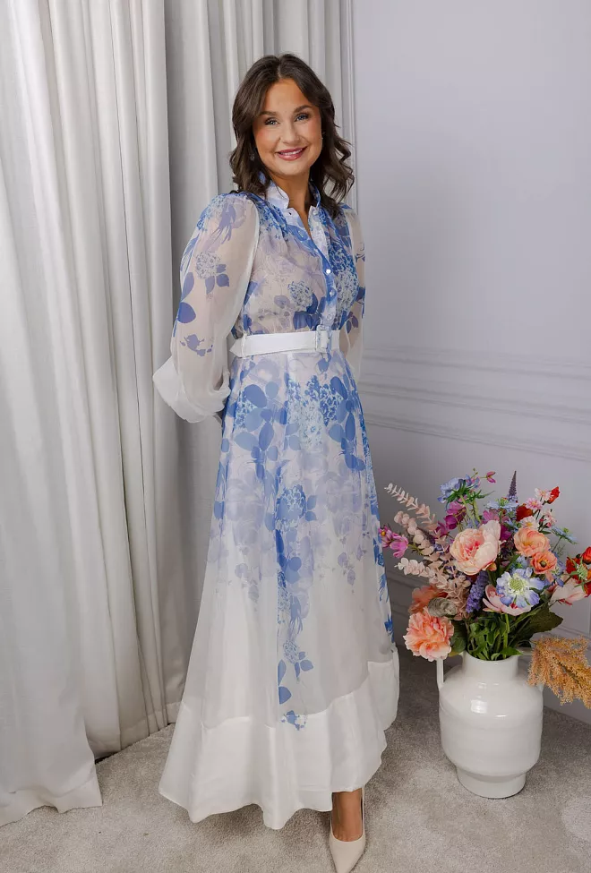 byTiMo Organza Belt Dress Skylight maxikjole 2