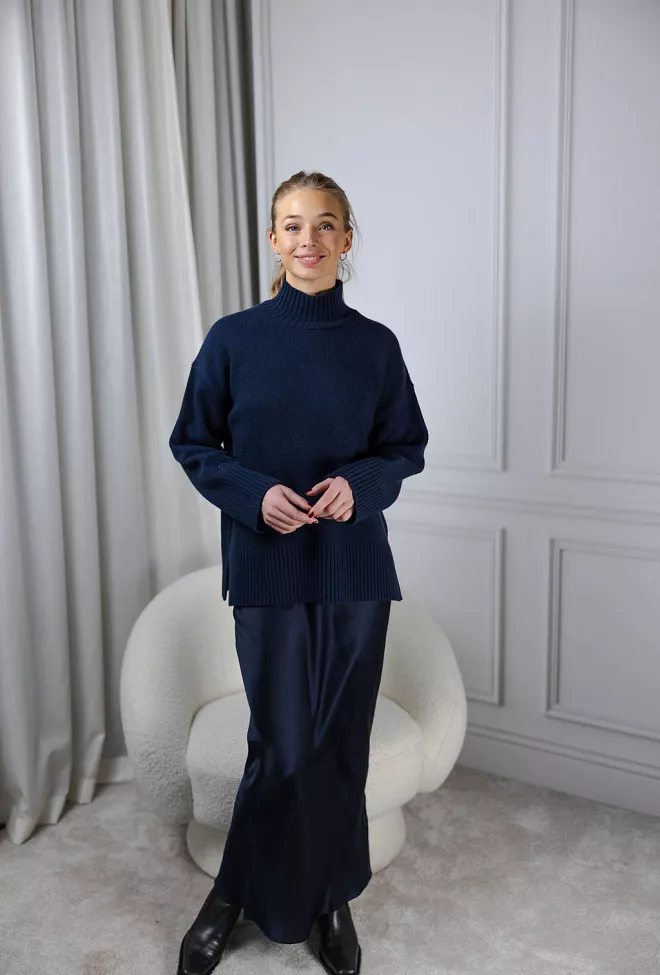 Anine Bing Bar Silk Maxi Skirt Night Sky maxiskjørt