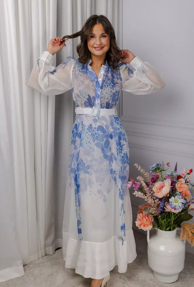 byTiMo Organza Belt Dress Skylight maxikjole 3