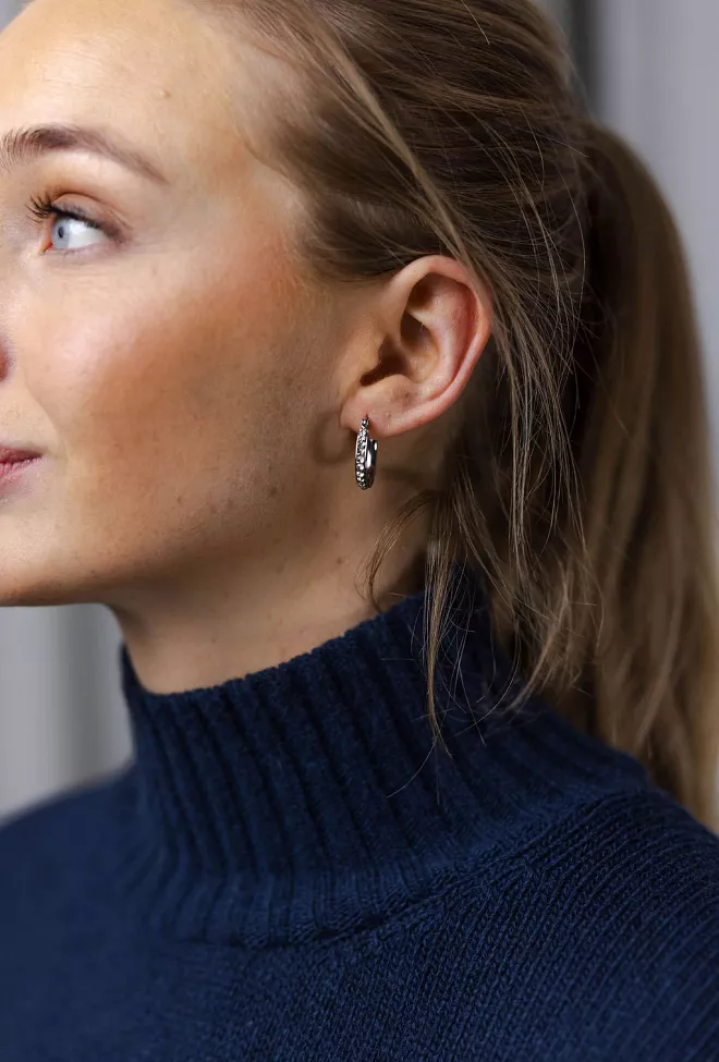 HiiL Studio Jewelry Sparkling Hoops Silver 20mm øreringer