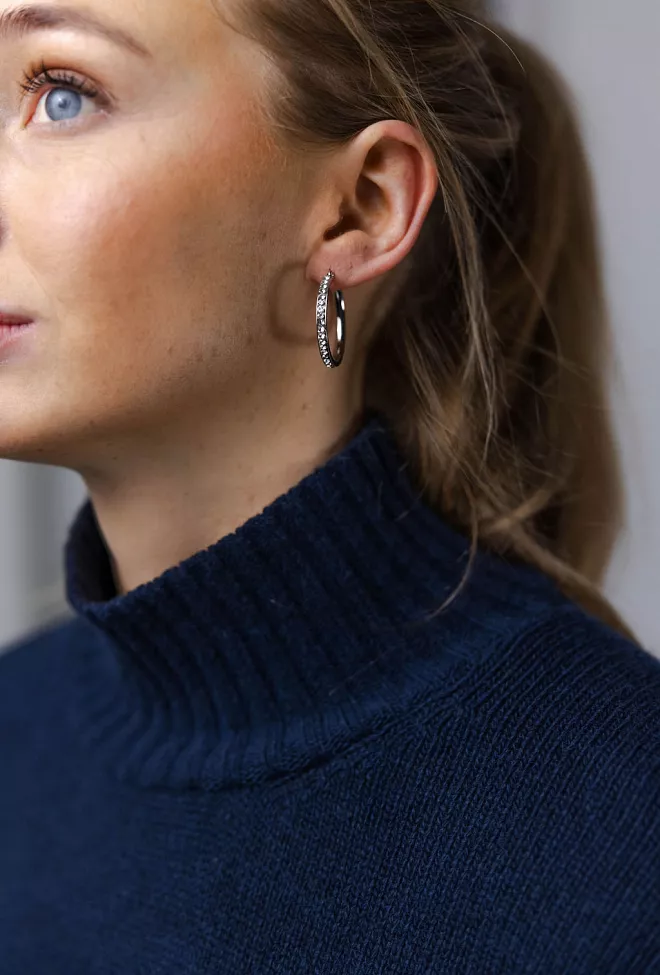 HiiL Studio Jewelry Sparkling Hoops Silver 30mm øreringer